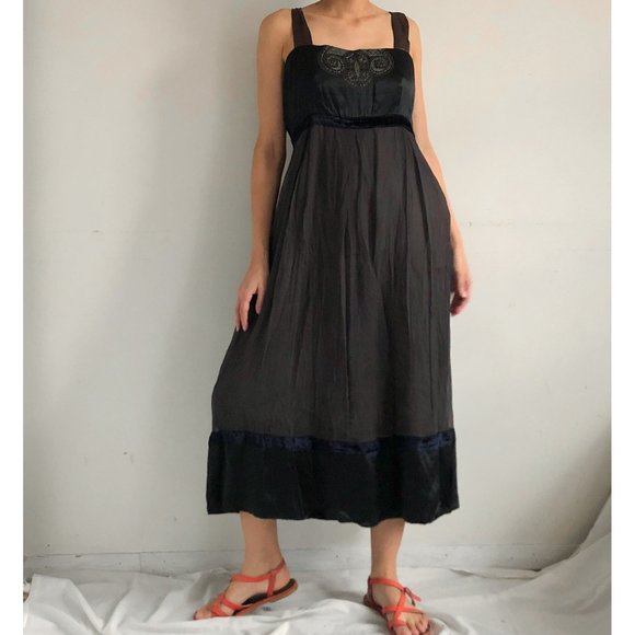 Black midi dress/ prairie midi dress - Picture 1 of 4